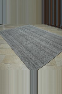 Plain Gray Kilim Rug 7x10 Feet  225,316 - Grey Turkish Rug  $i