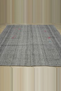 Plain Gray Large Turkish Kilim Rug 8x9 Feet 235,279 - Grey Turkish Rug $i