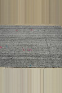 Plain Gray Large Turkish Kilim Rug 8x9 Feet 235,279 - Grey Turkish Rug $i