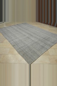 Plain Gray Turkish Flat Weave Kilim Rug 8x11  233,336 - Grey Turkish Rug  $i