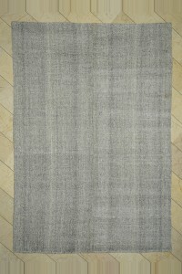 Plain Gray Turkish Flat Weave Kilim Rug 8x11  233,336 - Grey Turkish Rug  $i
