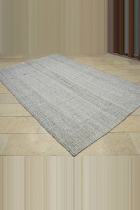 Plain Gray Turkish Kilim Rug 6x10 Feet 190,294 - Grey Turkish Rug  $i
