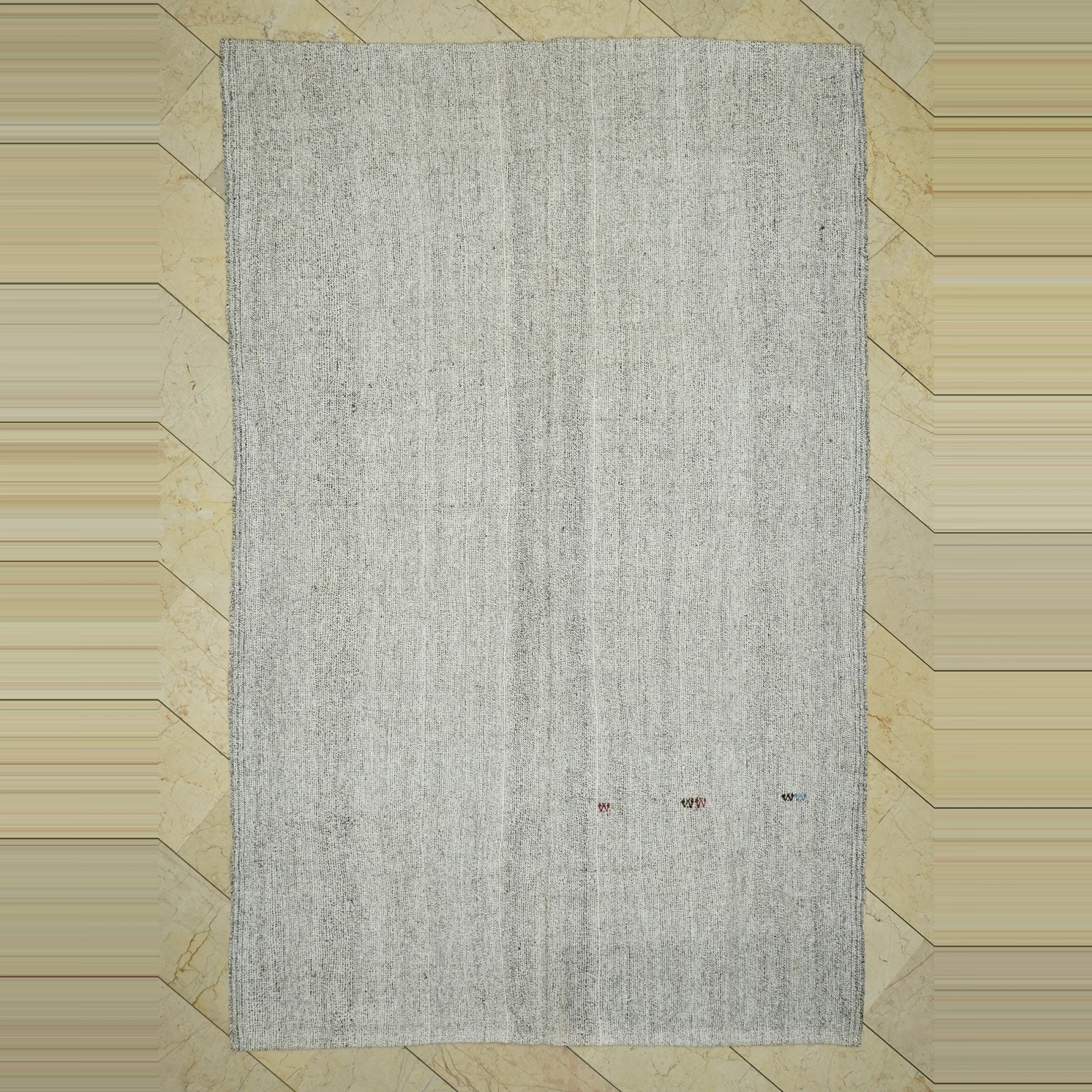 Plain Gray Turkish Kilim Rug 6x10 Feet 190,294 - Grey Turkish Rug