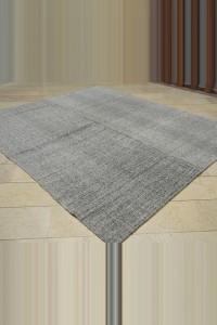 Plain Natural Gray Kilim Rug 8x10 240,284 - Grey Turkish Rug  $i