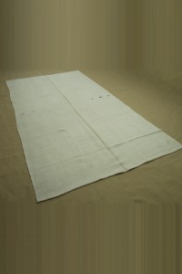 Plain White Organic Hemp Kilim Rug 6x10 Feet 175,320 - Turkish Hemp Rug  $i
