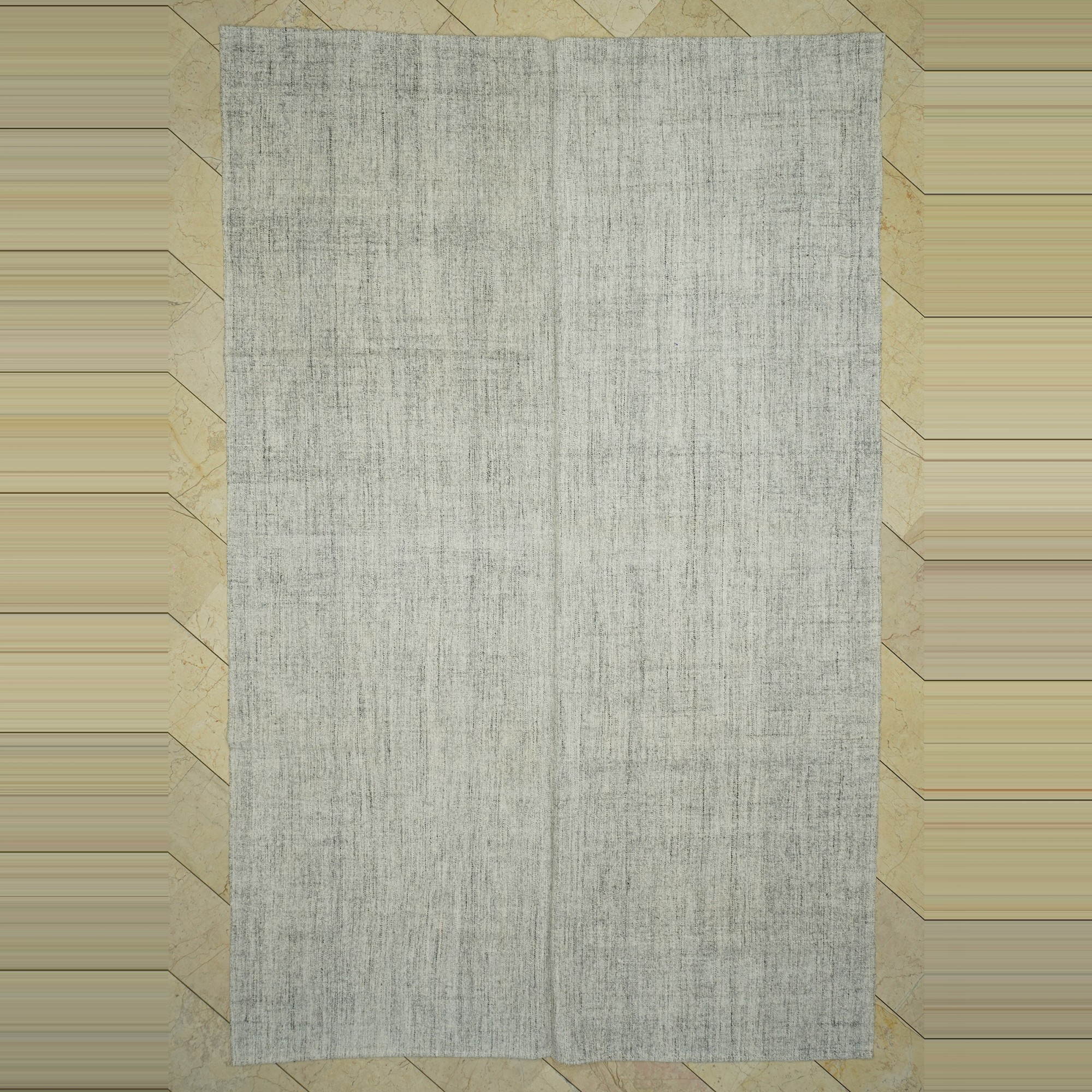 Primitive Decor Plain Light Gray Turkish Kilim Rug 8x11  226,347 - Grey Turkish Rug