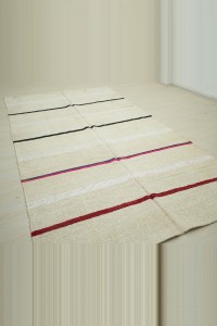 Primitive Striped Organic Hemp Kilim Rug 6x11 180,325 - Turkish Hemp Rug $i
