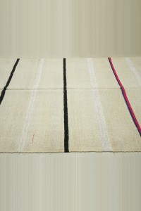Primitive Striped Organic Hemp Kilim Rug 6x11 180,325 - Turkish Hemp Rug $i