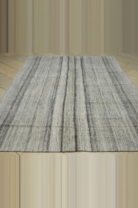 Primitive Striped Turkish Gray Kilim Rug 7x10 208,292 - Grey Turkish Rug  $i