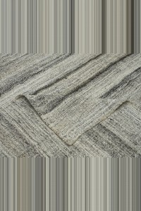 Primitive Striped Turkish Gray Kilim Rug 7x10 208,292 - Grey Turkish Rug  $i