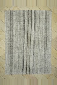 Grey Turkish Rug Primitive Striped Turkish Gray Kilim Rug 7x10 208,292