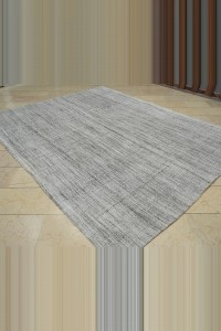 Primitive Striped Turkish Gray Kilim Rug 8x10  240,304 - Grey Turkish Rug  $i