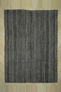 Grey Turkish Rug Primitive Striped Turkish Gray Kilim Rug 8x10 240,314