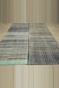 primitive Striped Turkish Kilim Rug 7x11 Feet 213,323 - Grey Turkish Rug  $i