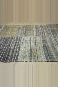 primitive Striped Turkish Kilim Rug 7x11 Feet 213,323 - Grey Turkish Rug  $i