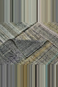 primitive Striped Turkish Kilim Rug 7x11 Feet 213,323 - Grey Turkish Rug  $i