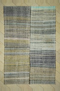 Grey Turkish Rug primitive Striped Turkish Kilim Rug 7x11 Feet 213,323