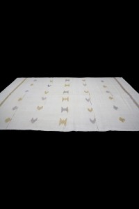 Pure Cotton Woven White Kilim Rug 6x12 Feet  170,360 - Turkish Natural Rug  $i