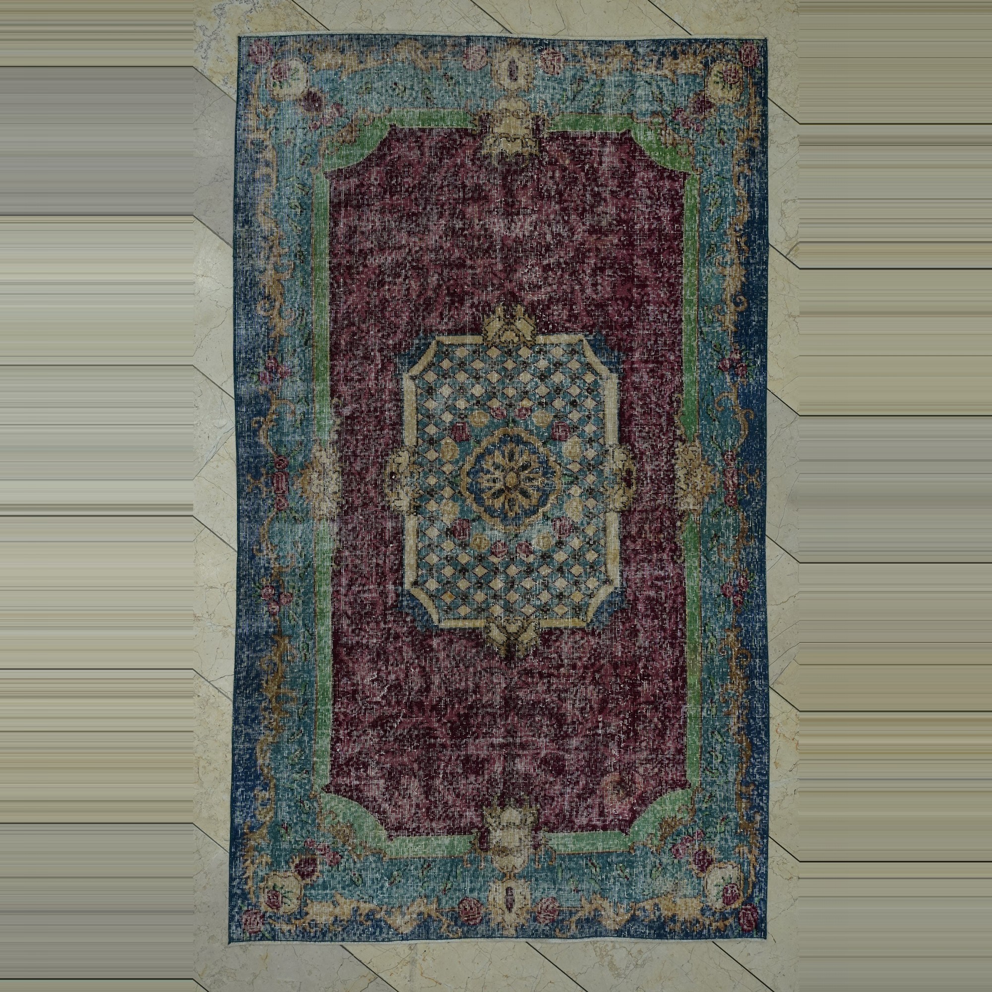 Red and Green Turkish Carpet Rug 5x8 Feet 142,242 - Oushak Rug