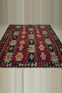 Red Green Turkish Kilim Rug 6x9 Feet  194,270 - Turkish Kilim Rug  $i