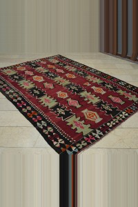 Red Green Turkish Kilim Rug 6x9 Feet  194,270 - Turkish Kilim Rug  $i