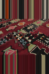 Red Green Turkish Kilim Rug 6x9 Feet  194,270 - Turkish Kilim Rug  $i