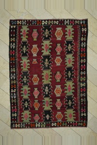 Turkish Kilim Rug Red Green Turkish Kilim Rug 6x9 Feet  194,270