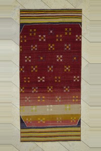 Turkish Rug Runner Red Kilim Rug Runner 4x8 Feet 118,252