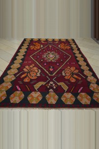 Red Orange Turkish Kilim Rug 7x10 Feet 200,321 - Turkish Kilim Rug  $i