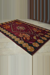 Red Orange Turkish Kilim Rug 7x10 Feet 200,321 - Turkish Kilim Rug  $i