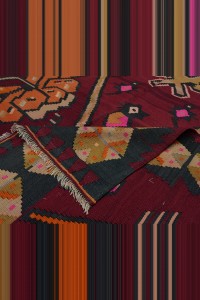 Red Orange Turkish Kilim Rug 7x10 Feet 200,321 - Turkish Kilim Rug  $i