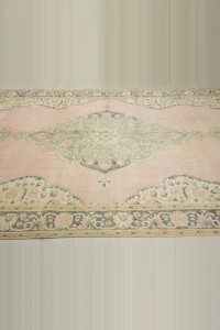 Salmon Pink Blue Vintage Oushak Carpet Rug 7x12 Feet 200,358 - Oushak Rug $i