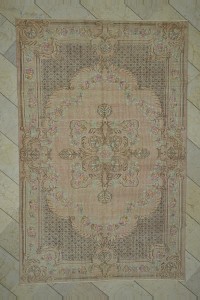 Salmon Pink Oushak Rug 6x9 Feet 176,272 - Oushak Rug $i