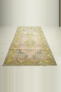 Salmon Pink Vintage Oushak Rug 4x7.5 121,230 - Turkish Carpet Rug $i