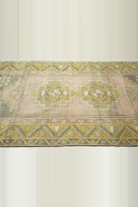 Salmon Pink Vintage Oushak Rug 4x7.5 121,230 - Turkish Carpet Rug $i