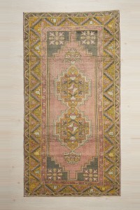Turkish Carpet Rug Salmon Pink Vintage Oushak Rug 4x7.5 121,230