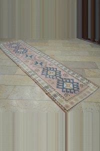 Salmon Pink Wool Oushak Rug Runner 83,302 - Turkish Rug Runner  $i