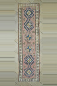 Turkish Rug Runner Salmon Pink Wool Oushak Rug Runner 83,302
