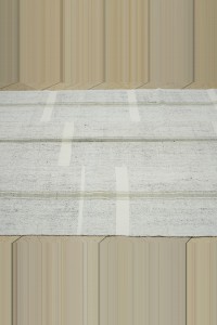 Secret White Striped Turkish Cotton Kilim Rug 5x9  166x276 - Grey Turkish Rug  $i