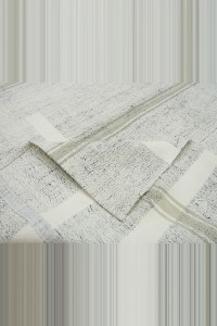 Secret White Striped Turkish Cotton Kilim Rug 5x9  166x276 - Grey Turkish Rug  $i