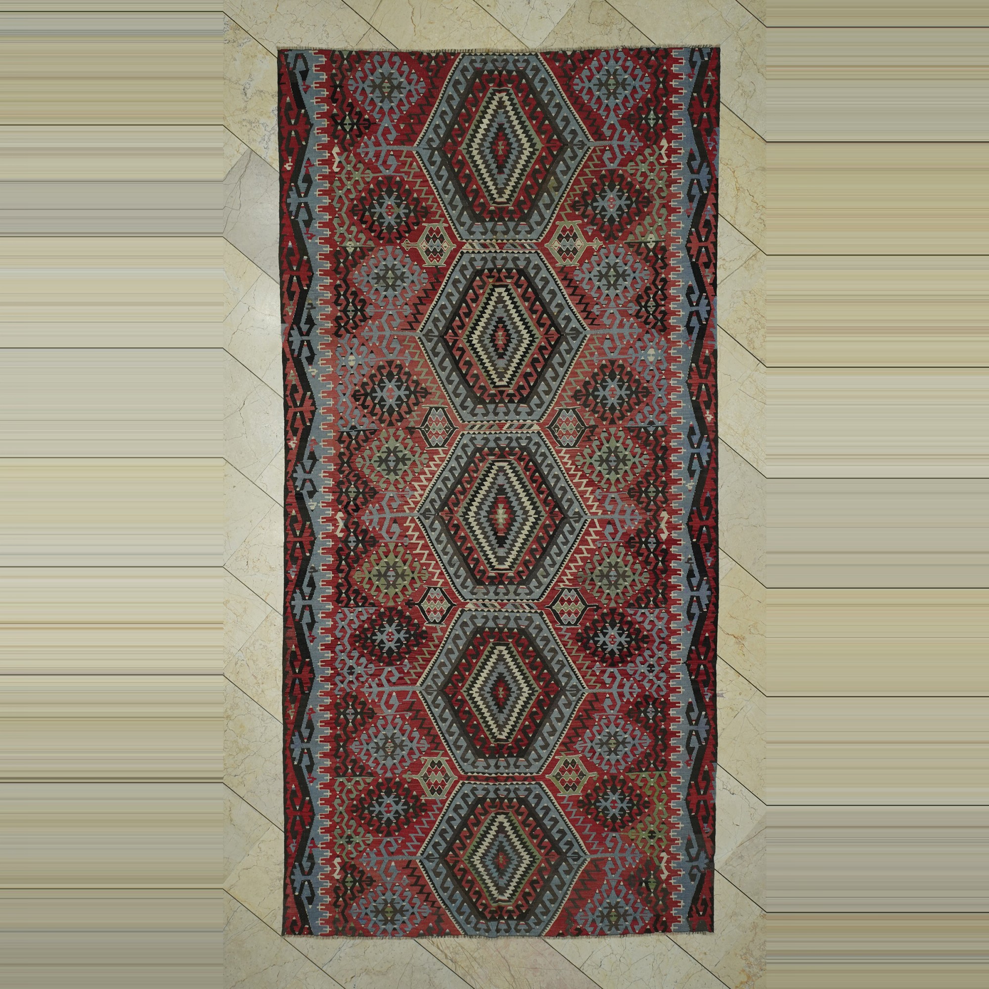 Semi Old Esme Kilim Rug 5x11 160,323 - Turkish Kilim Rug