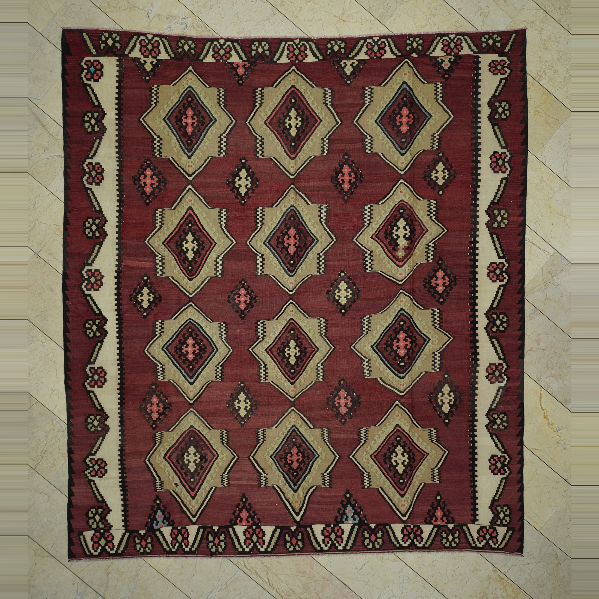 Square Size Turkish Kilim Rug 9x9 Feet 260,280 - Turkish Kilim Rug