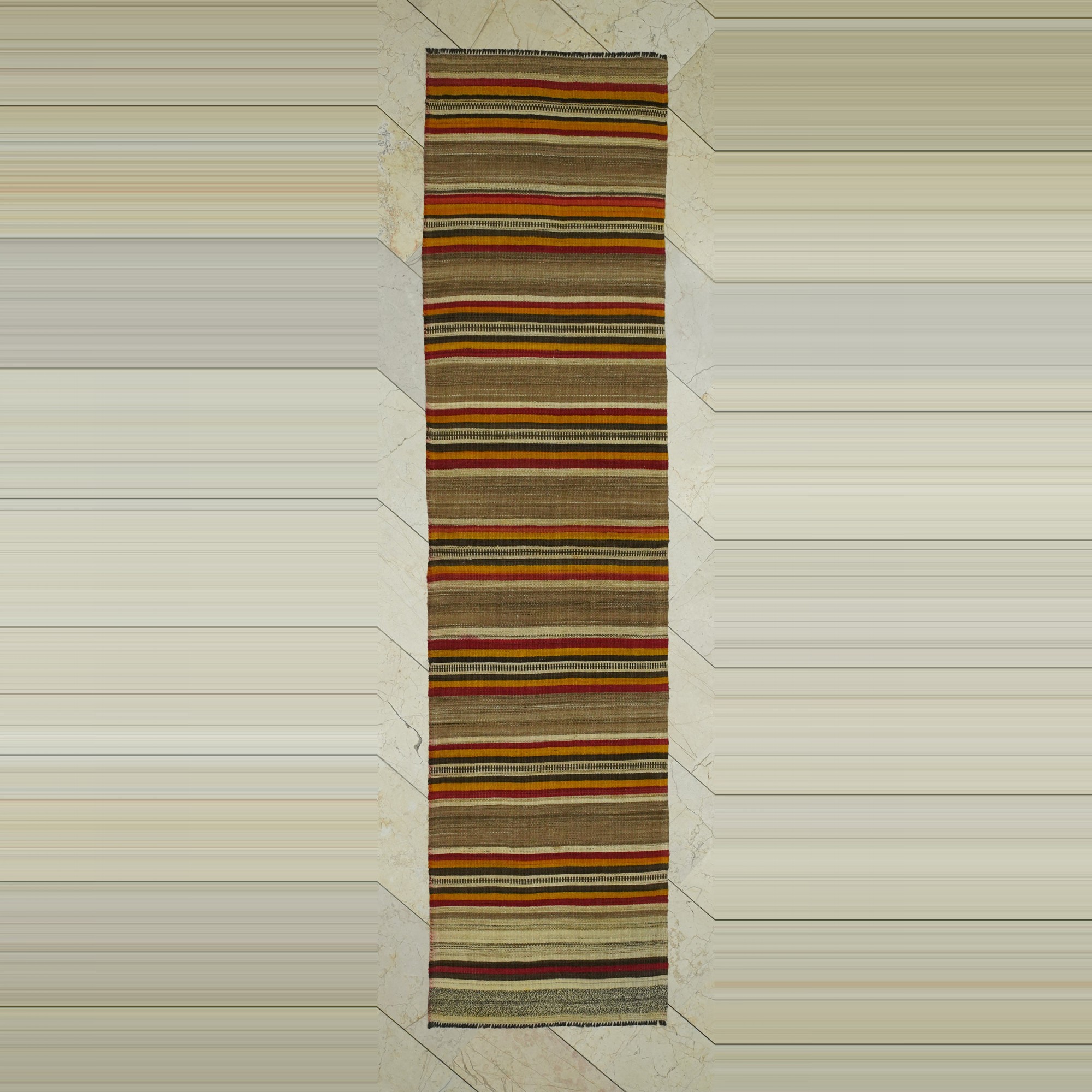 Stripe Turkey Kars Kilim Rug Runner 2.6x10 76,306 - Turkish Rug Runner
