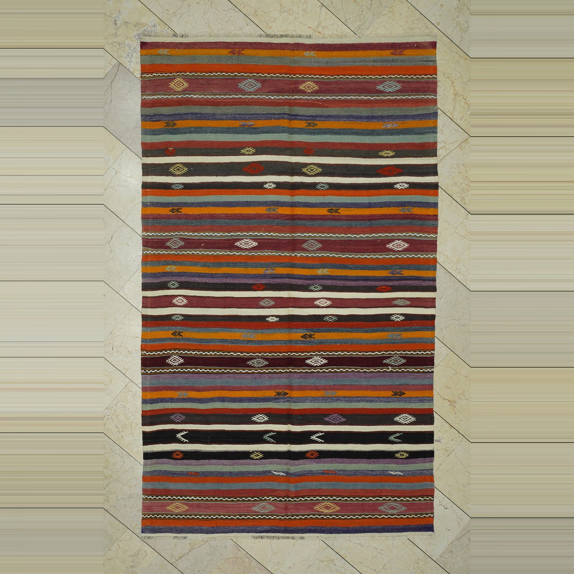 Stripe Turkish Kilim Rug 5x9  157,263 - Turkish Kilim Rug