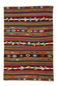 Turkish Kilim Rug Striped Colourful Kilim Rug 4x6 Feet  113,170
