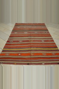 Striped Ethnic Kilim Rug 5x9 Feet 157,272 - Turkish Kilim Rug  $i