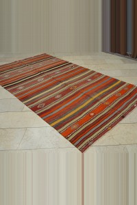 Striped Ethnic Kilim Rug 5x9 Feet 157,272 - Turkish Kilim Rug  $i