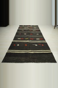 Striped Goat Hair Kilim Rug 5x10 145,315 - Goat Hair Rug $i