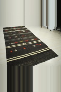 Striped Goat Hair Kilim Rug 5x10 145,315 - Goat Hair Rug $i