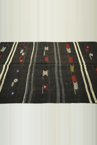 Striped Goat Hair Kilim Rug 5x10 145,315 - Goat Hair Rug $i